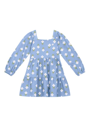 Brandili Mundi - Vestido Infantil Menina Floral Azul - BRANDILI MUNDI