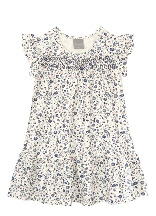 Brandili Mundi - Vestido Infantil Menina Floral Bege