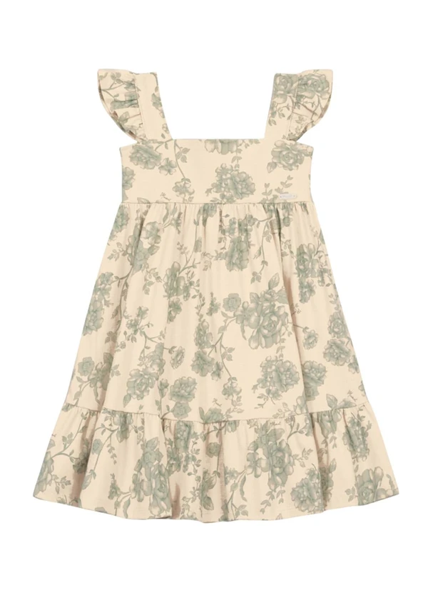 Brandili Mundi - Vestido Infantil Menina Floral Bege 2