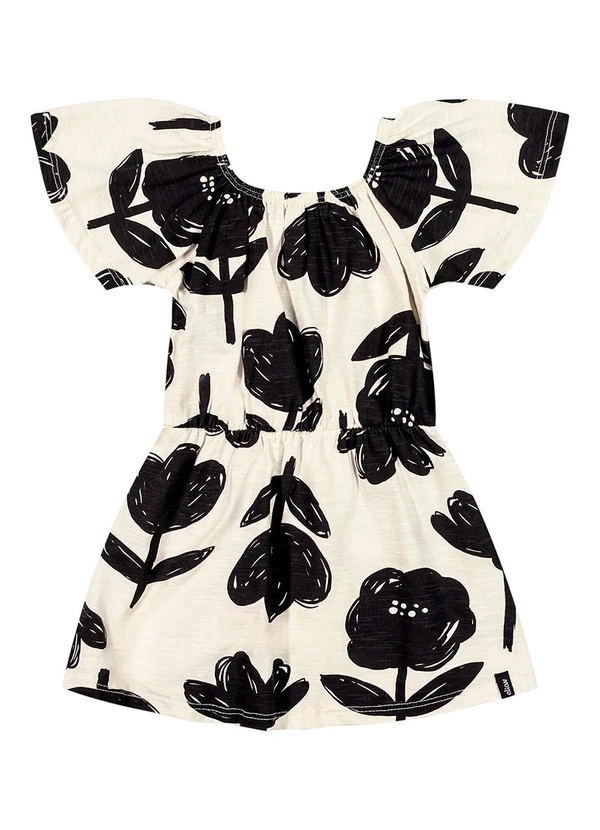 Elian - Vestido Infantil Menina Floral Bicolor Bege 2