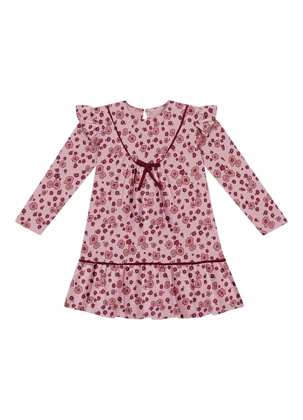 Colorittá - Vestido Infantil Menina Floral Laço Rosa