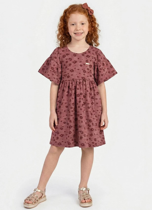 Colorittá - Vestido Infantil Menina Floral Print Marrom 2