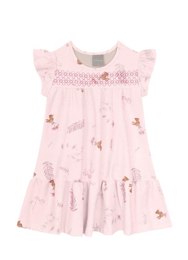 Brandili Mundi - Vestido Infantil Menina Floral Rosa