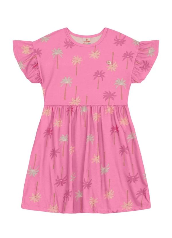 Brandili - Vestido Infantil Menina Floral Rosa