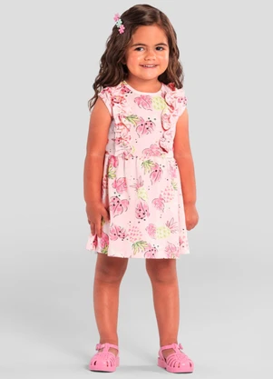 Brandili - Vestido Infantil Menina Floral Rosa - BRANDILI