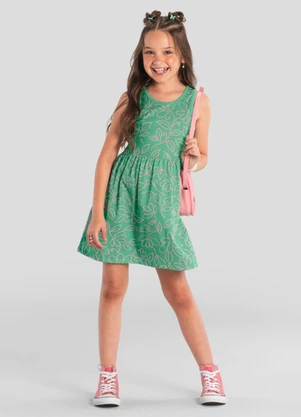 Brandili - Vestido Infantil Menina Floral Verde - BRANDILI