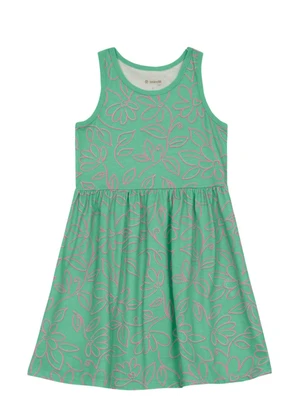 Brandili - Vestido Infantil Menina Floral Verde - BRANDILI