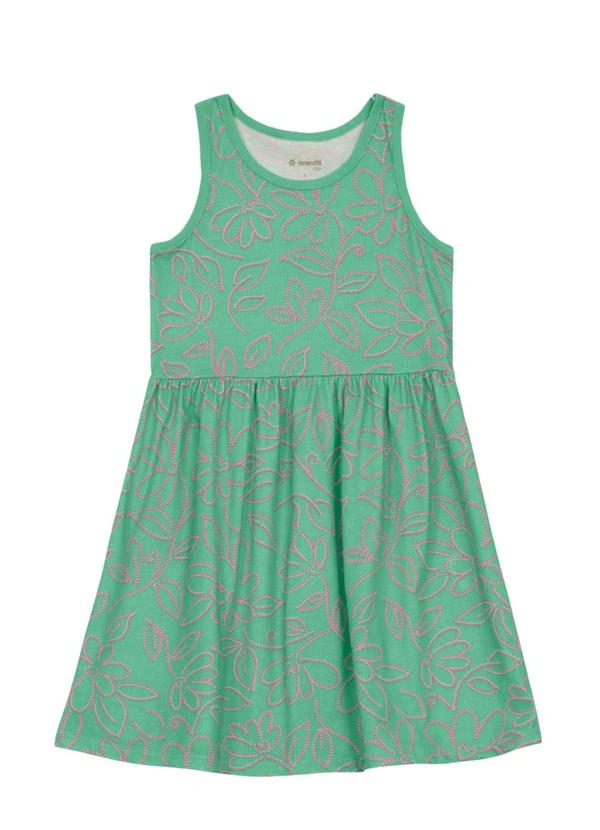Brandili - Vestido Infantil Menina Floral Verde 2