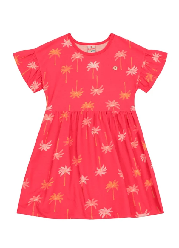 Brandili - Vestido Infantil Menina Floral Vermelho