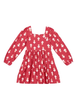 Mundi - Vestido Infantil Menina Floral Vermelho - MUNDI