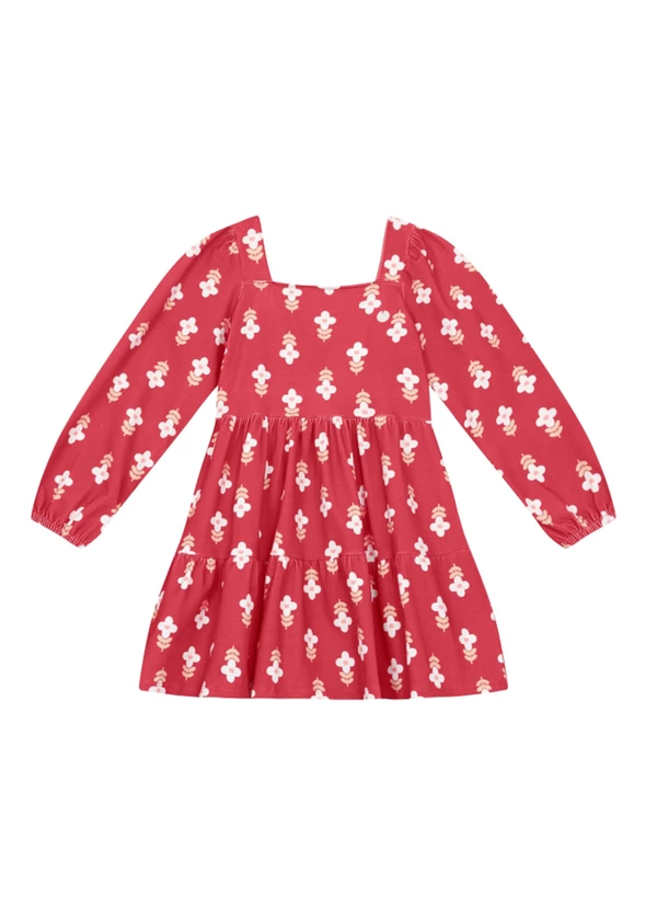 Brandili Mundi - Vestido Infantil Menina Floral Vermelho 2