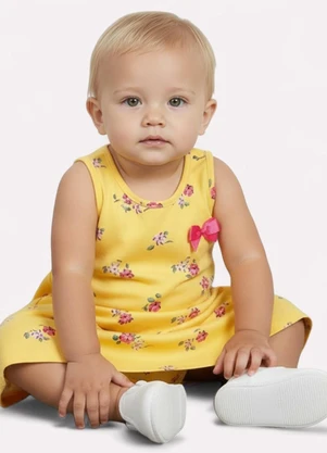 Kyly - Vestido Infantil Menina Flores Amarelo - KYLY