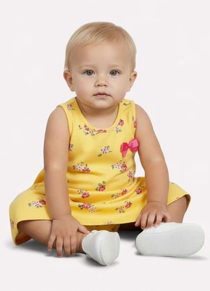 Kyly - Vestido Infantil Menina Flores Amarelo - KYLY