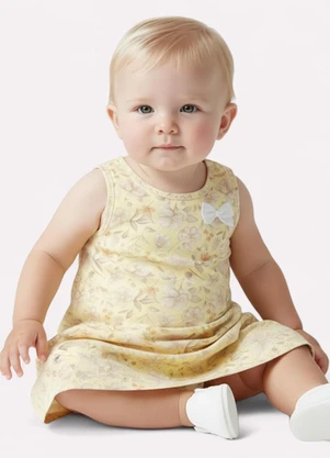 Kyly - Vestido Infantil Menina Flores Amarelo - KYLY