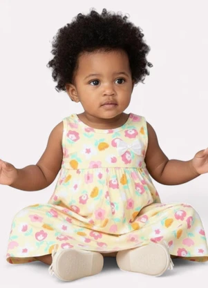 Kyly - Vestido Infantil Menina Flores Amarelo - KYLY