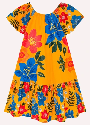 Nanai - Vestido Infantil Menina Flores Amarelo - NANAI