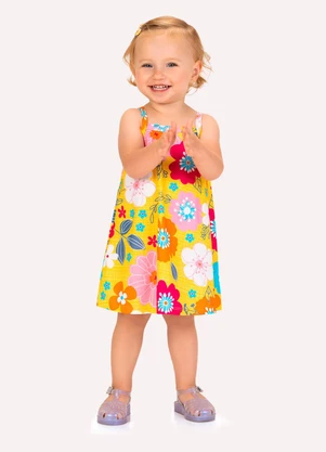 Kyly - Vestido Infantil Menina Flores Amarelo - KYLY