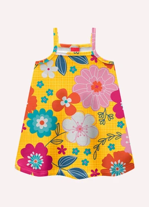 Kyly - Vestido Infantil Menina Flores Amarelo - KYLY