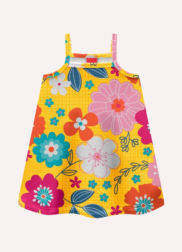 Kyly - Vestido Infantil Menina Flores Amarelo 2