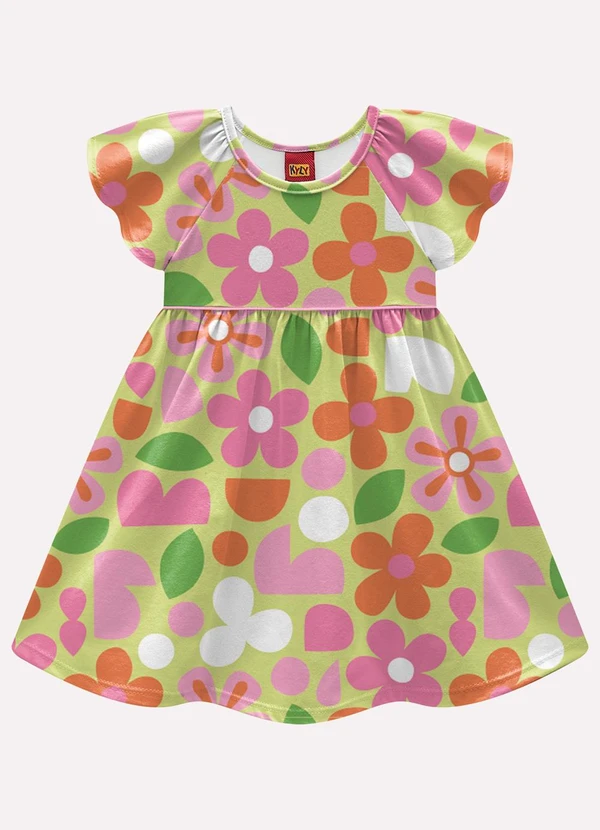 Kyly - Vestido Infantil Menina Flores Amarelo
