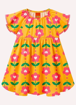 Kyly - Vestido Infantil Menina Flores Amarelo - KYLY