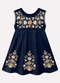 Milon - Vestido Infantil Menina Flores Azul Marinho - variação: Azul Marinho