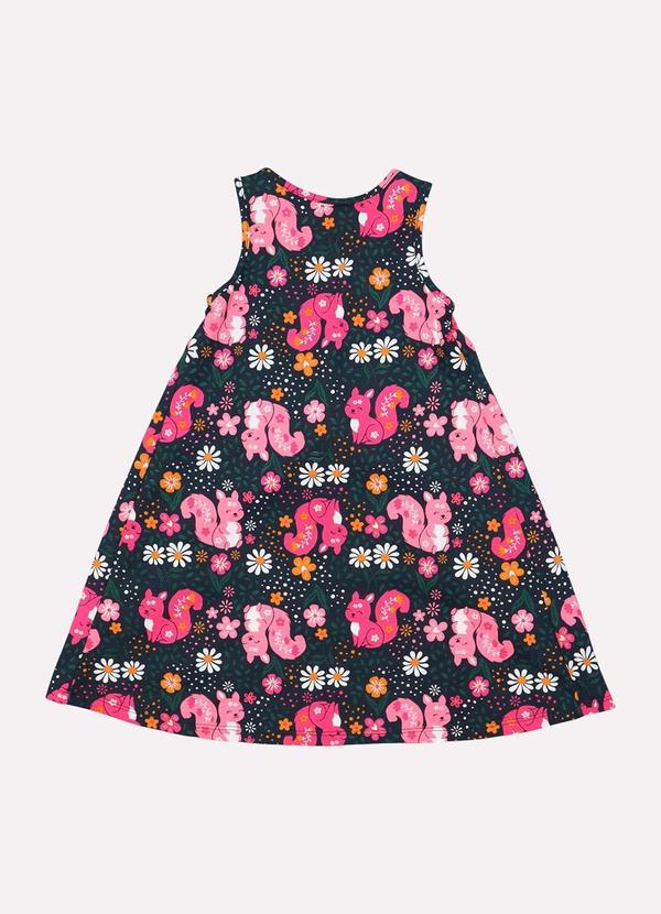 Kyly - Vestido Infantil Menina Flores Azul Marinho 3