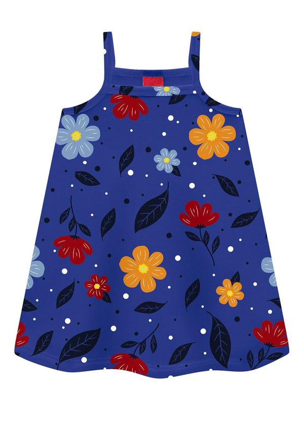 Kyly - Vestido Infantil Menina Flores Azul