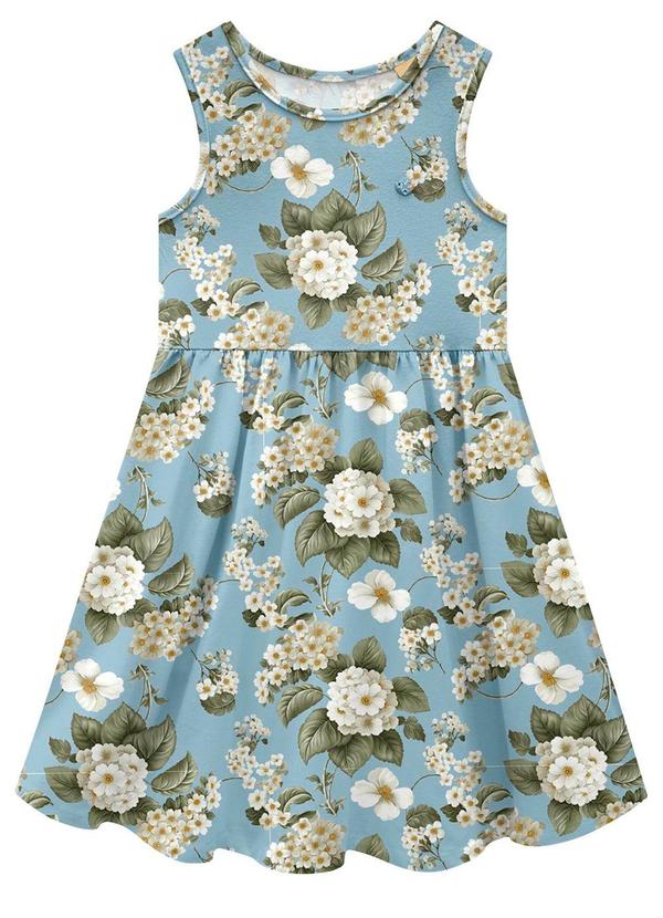 Milon - Vestido Infantil Menina Flores Azul 2