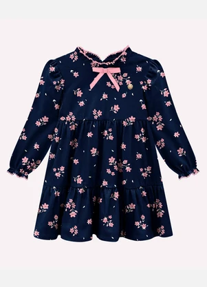 Milon - Vestido Infantil Menina Flores Azul - MILON