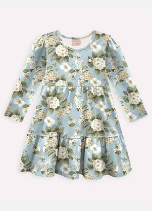 Milon - Vestido Infantil Menina Flores Azul - MILON
