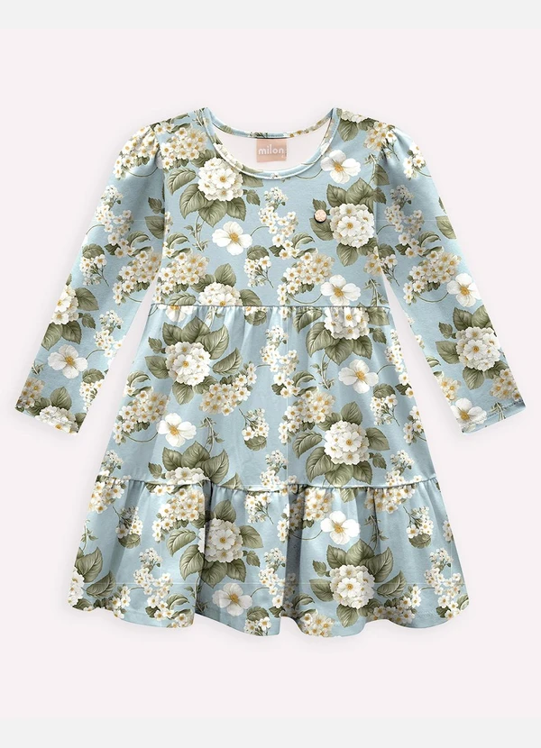 Milon - Vestido Infantil Menina Flores Azul 2