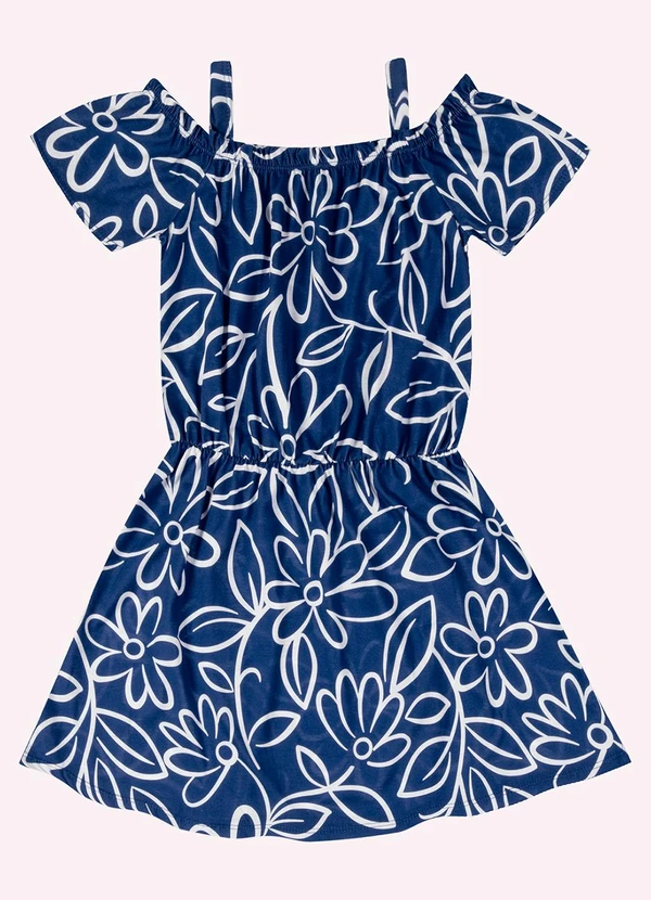 Kyly - Vestido Infantil Menina Flores Azul