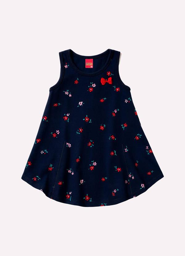 Kyly - Vestido Infantil Menina Flores Azul
