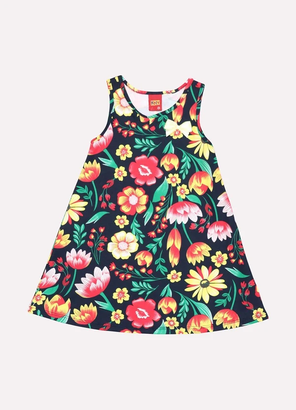 Kyly - Vestido Infantil Menina Flores Azul 1