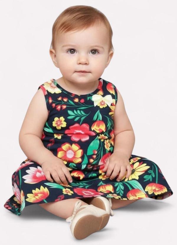 Kyly - Vestido Infantil Menina Flores Azul 2