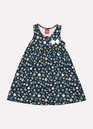 Kyly - Vestido Infantil Menina Flores Azul - KYLY
