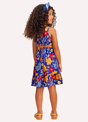 Nanai - Vestido Infantil Menina Flores Azul - NANAI