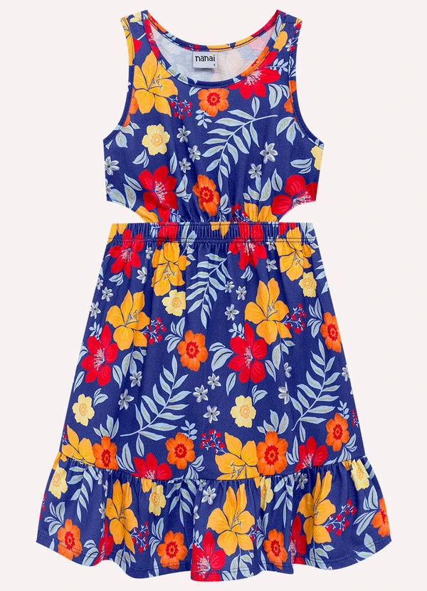 Nanai - Vestido Infantil Menina Flores Azul 3