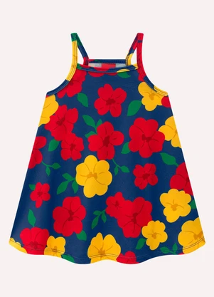 Kyly - Vestido Infantil Menina Flores Azul - KYLY