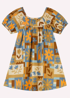 Nanai - Vestido Infantil Menina Flores Azul - NANAI