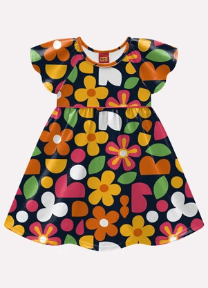 Kyly - Vestido Infantil Menina Flores Azul - KYLY