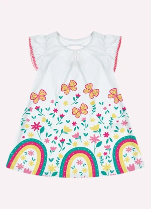 Kyly - Vestido Infantil Menina Flores Branco - KYLY