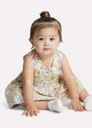 Kyly - Vestido Infantil Menina Flores Branco - KYLY