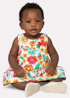 Kyly - Vestido Infantil Menina Flores Branco - KYLY