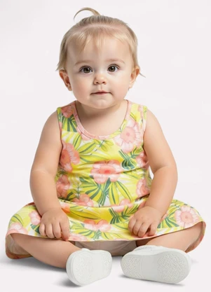 Kyly - Vestido Infantil Menina Flores Branco - KYLY