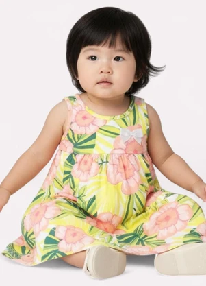 Kyly - Vestido Infantil Menina Flores Branco - KYLY