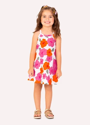 Kyly - Vestido Infantil Menina Flores Branco - KYLY