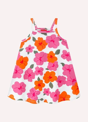Kyly - Vestido Infantil Menina Flores Branco - KYLY