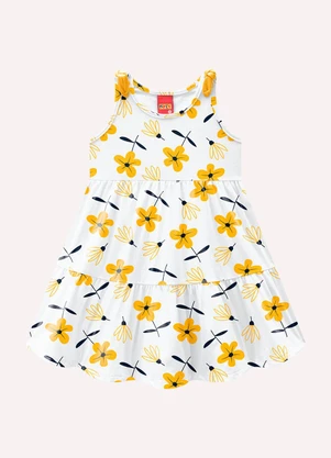 Kyly - Vestido Infantil Menina Flores Branco - KYLY